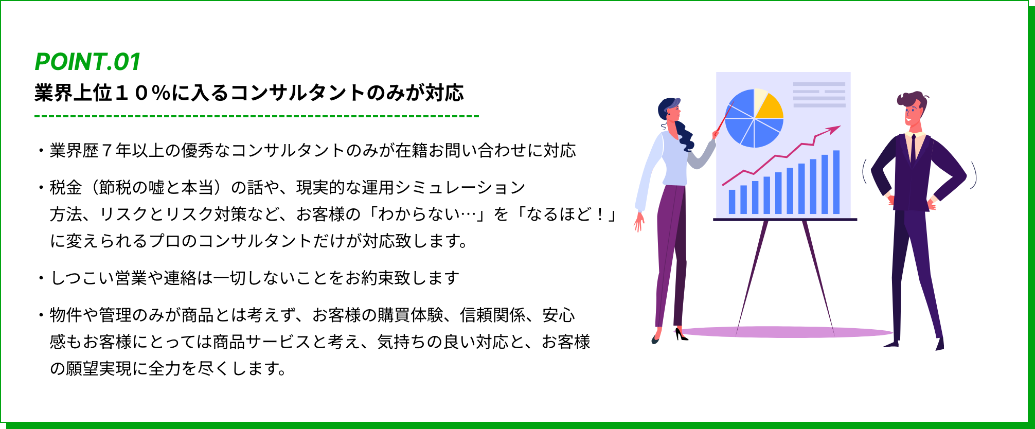 業界上位１０％に入るコンサルタントのみが対応